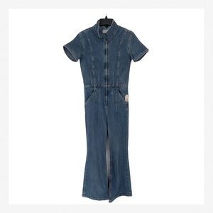 We The Free/Free People Denim Short Sleeve Zip Front Jumpsuit